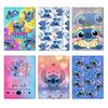 Cute Stitch Print Passport Holder PU Leather Travel Passport Cover Multi-Function Document Organizer Blue 6pcs