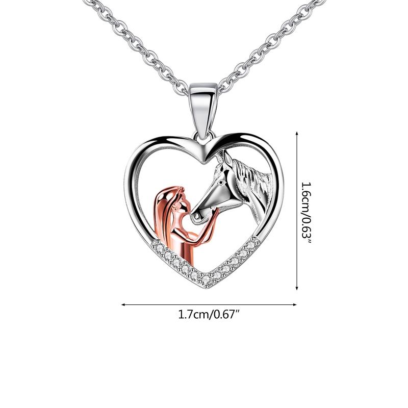 Heart Girls with Horse Pendant Necklaces Rose Gold Charm Necklace Jewellry