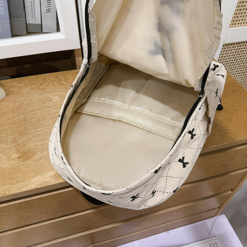 Bow Check Bag Women's Backpack Corduroy Backpack