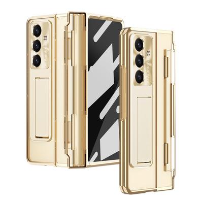 Samsung ZFold7 Schutzhülle mit flachem Scharnier, galvanisierter Objektivfolie und Lederdesign (Kompatibel mit FOLD6 und W22)