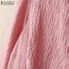ZANZEA Women Summer V-Neck 3/4 Sleeve Casual Embroidery Blouse