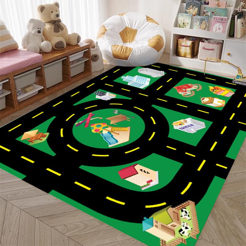 

Child Playmat Highway Simulated City Traffic Playroom Area Rug Carpet for Home Living Room Bedroom Sofa kids Non-slip Floor Mat 40cm by 60cm