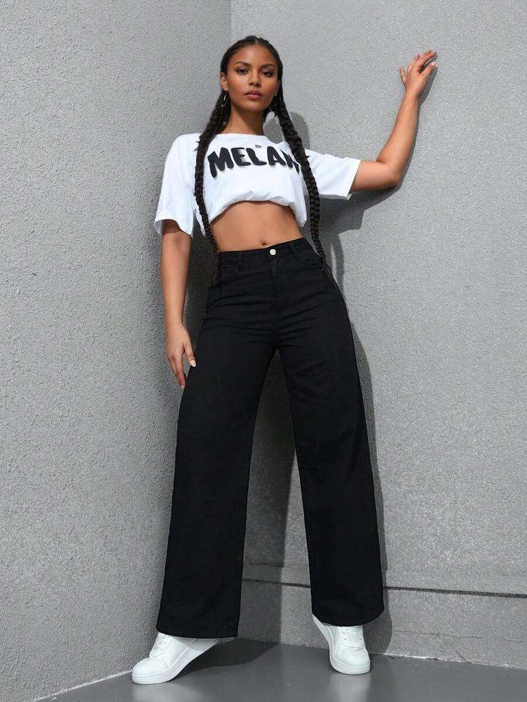 2025 Spring Women's Light Wash Floor-Length Wide Leg Jeans