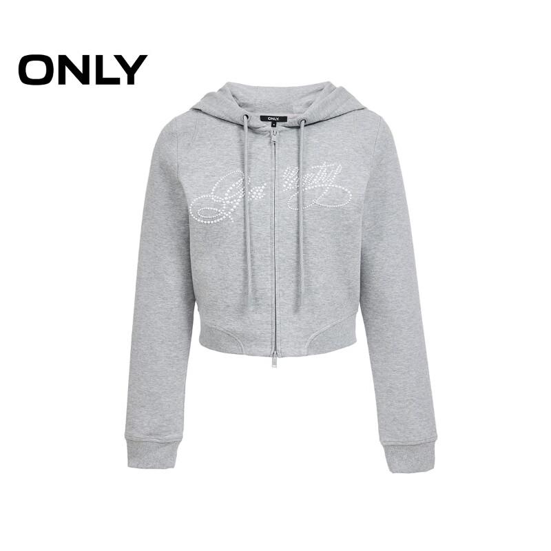 ONLY Women's Spring 2026 Cropped 3D Print Two-Way Zip Hooded Sweatshirt