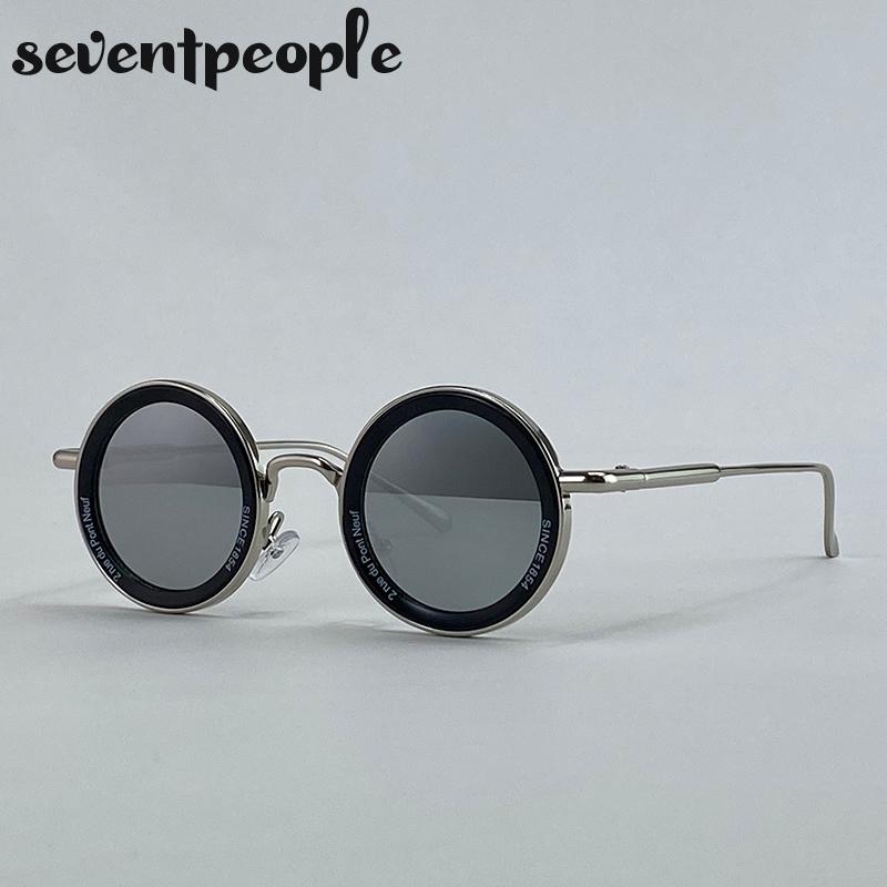 Steampunk Small Frame Round Sunglasses Men Luxury Brand Vintage Metal Sunglass For Ladies Classic UV400 Protection Shades