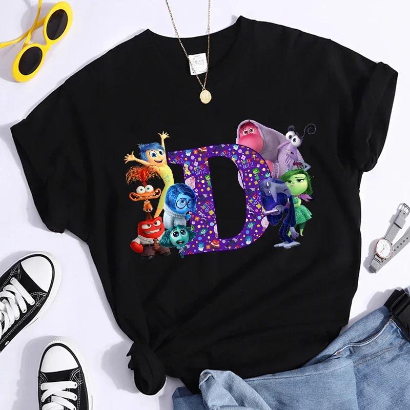 

Inside Out 2 A-Z Letter Print Woman Summer T-shirt Man Short Sleeve Clothes Adult Anime Casual Clothing Fashion Printed T-shirt 4XL