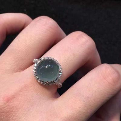 Nieuw In Natuurlijke Hoge IJsmeer Blauwe Chalcedoon Ringen Voor Vrouwen Doorschijnend Licht Luxe Ronde Ring Verlovings Sieraden
