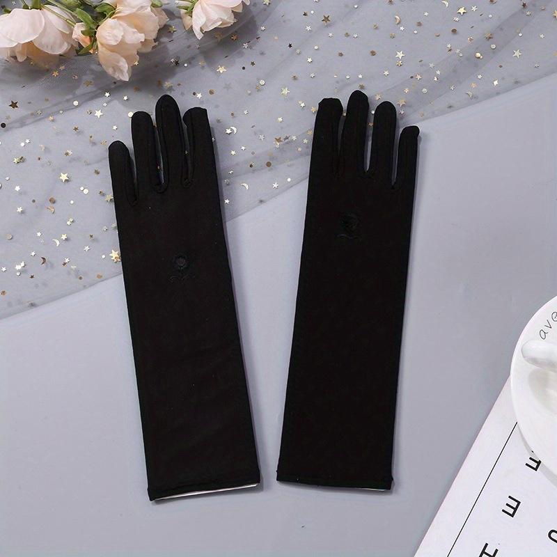 Classic Black 1 Pair Women Mid-long Sunscreen Gloves Summer Spring Lady Stretch Anti UV Slip Resistant Driving Glove Breathable
