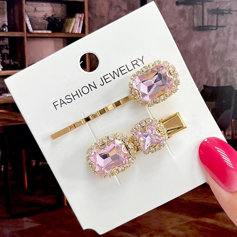 Fashion Shiny Luxury Full Crystal Pearl Women Barrettes Waterdrop Hair Clip Hairgrips Geometric Hair Accessories Korean Headwear