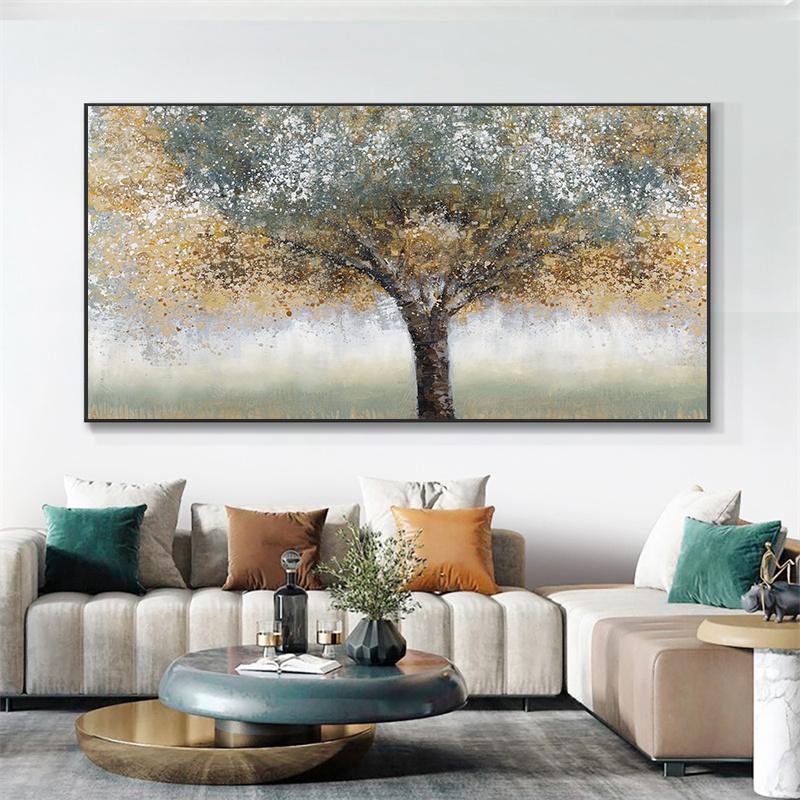 Abstract Tree Painting Print On Canvas Wall Art Poster Decor Modern Landscape Picture for Living Room Home Decoration