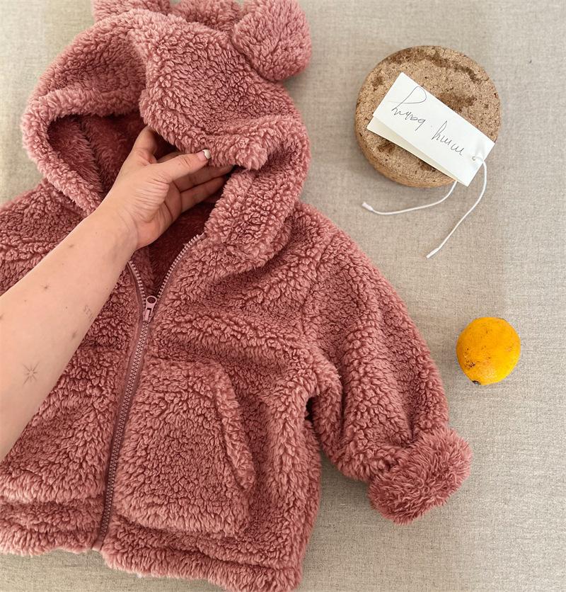 Kinderjacke Mädchen Fleecejacke Herbst Winter Dicke Kapuzenjacke Oberbekleidung Jungen Baby Lammwolle