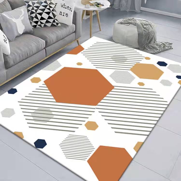 Simple Ins Light Luxury Orange Carpet Living Room Coffee Table Mat Nordic Modern Room Bedroom Bedside Rug Household Floor Mat
