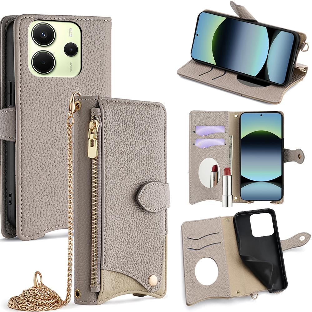 

Для Xiaomi Redmi Note 14 4G (163,25 мм) Чохол-гаманець Дизайн Риб ячий хвіст Шкіряний Чохол для телефону з Дзеркалом/Підставкою/Ремінцем D