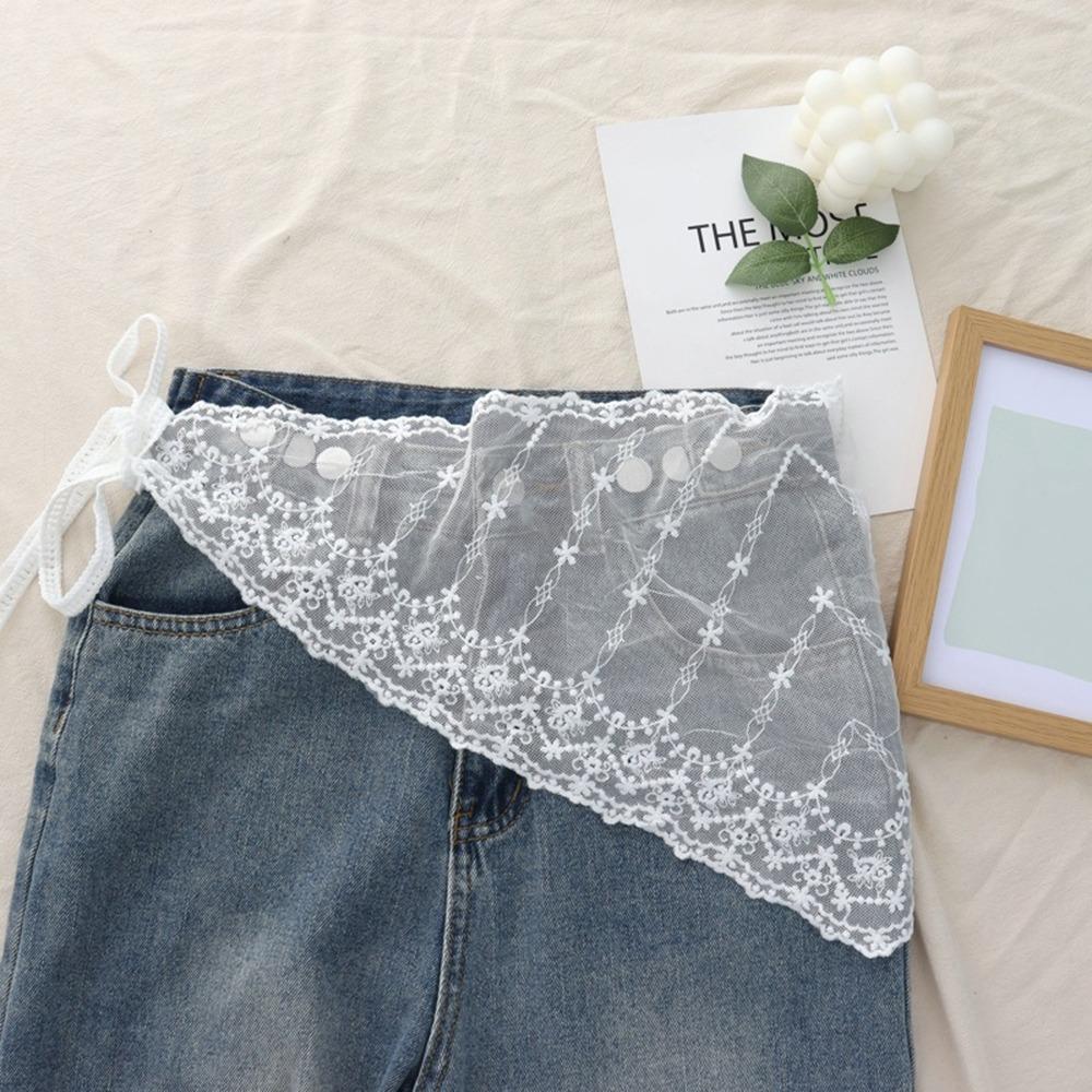 Lace Trim Triangle Short Skirt Soft Lace Butt Curtain Skirt New Waist Scarf For Women