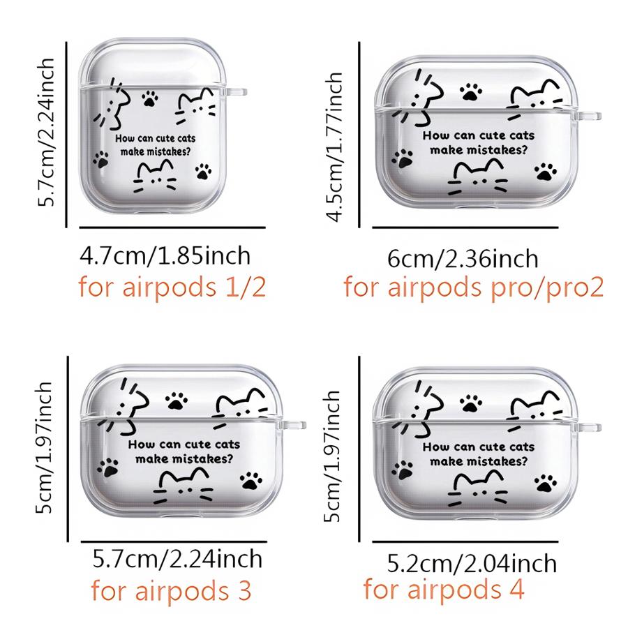 Cartoon Animal Cute Cat Clear Earphone Cases Cover Case For Airpods Pro 2 3 1 Pro2 4 Pro3