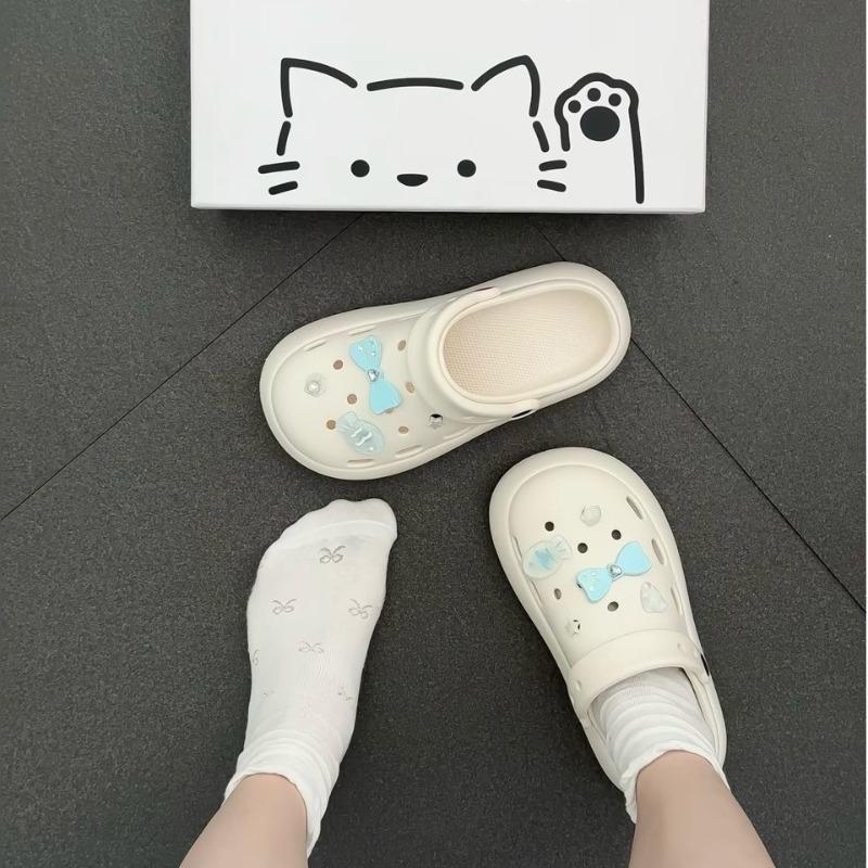Cartoon Small Fish Thick-soled Heightened Comfortable Non-slip Bag Head Cool Slippers Summer New Beach Vacation Hole Shoes