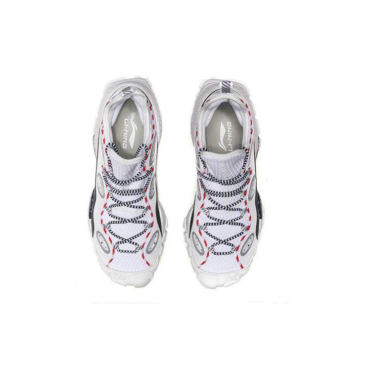 LiNing Countflow Monster Eye Mid Durable Breathable Retro Basketball Shoes Men sneakers White Red AGLP135-3