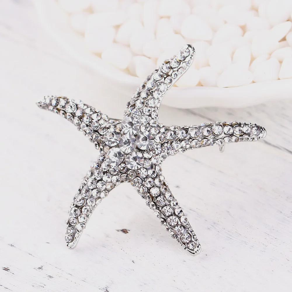 Broche Étoile de Mer Diamant Alliage Écologique: Accessoire de mode polyvalent pour femmes