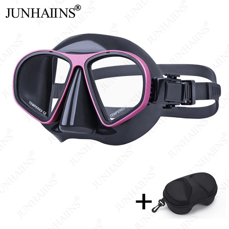 JUNHAINS Free Diving Mask Low-Capacity Aluminum Alloy Glasses Frame Wet Breathing Tube Snorkel Set For free diving, snorkeling