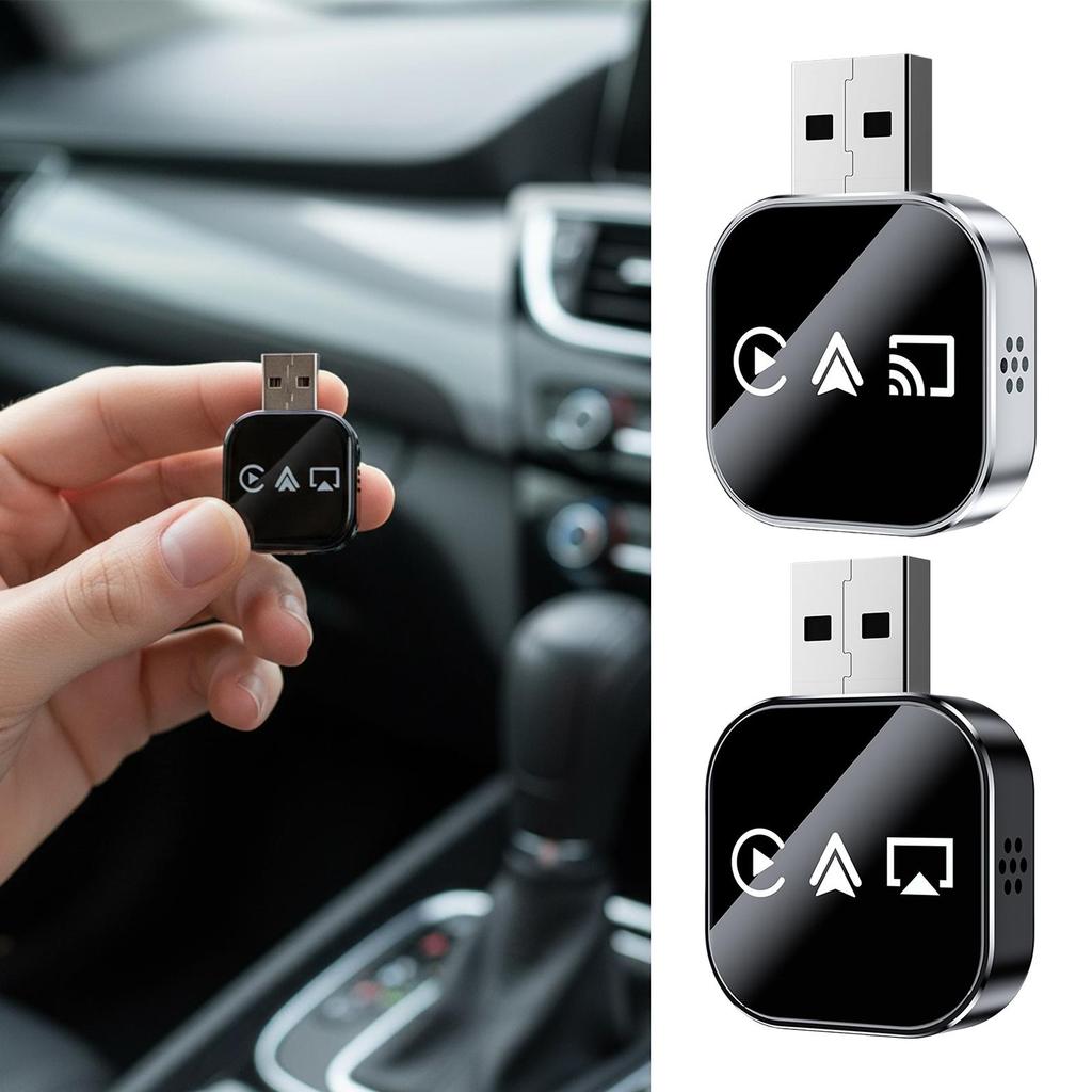 Wireless Car Display Adapter Plug and Play Phone to Car Screen Mirroring for Music Navigation Calls Compatible with Smartphones