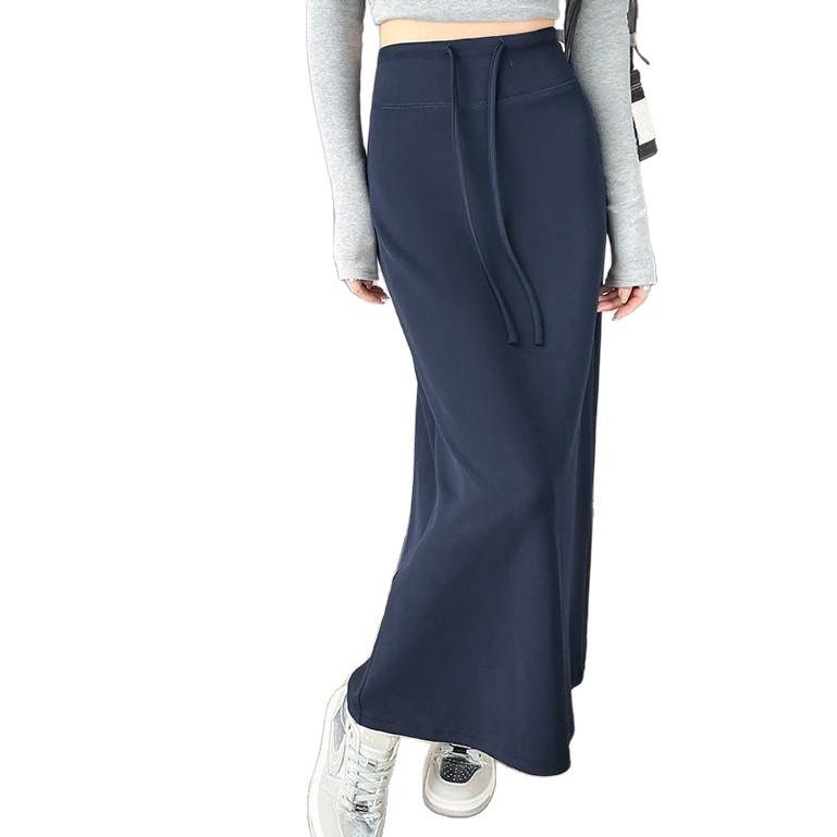 Autumn 2026 Casual Drawstring High Waist Slimming Slit Pencil Skirt