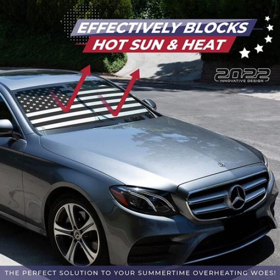 US Flag Car Windshield Sun Shade UV Protector Cover Fits for Toyota Highlander