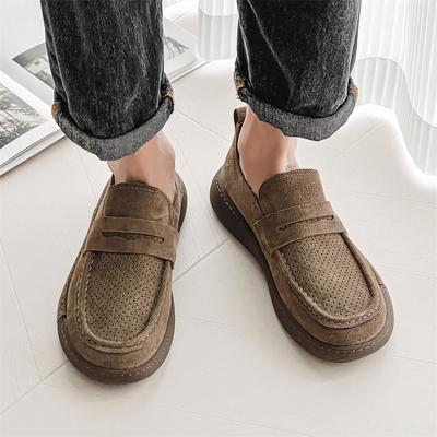 Genuine Leather Men's Casual Shoes Comfortable and Wear-resistant Slip On Loafer Adult Leisure Outdoor Walking and Driving Shoes