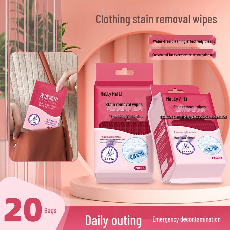 Melly Portable Stain Remover Wipes - Disposable Emergency No-Wash Cleaning for Down Jackets