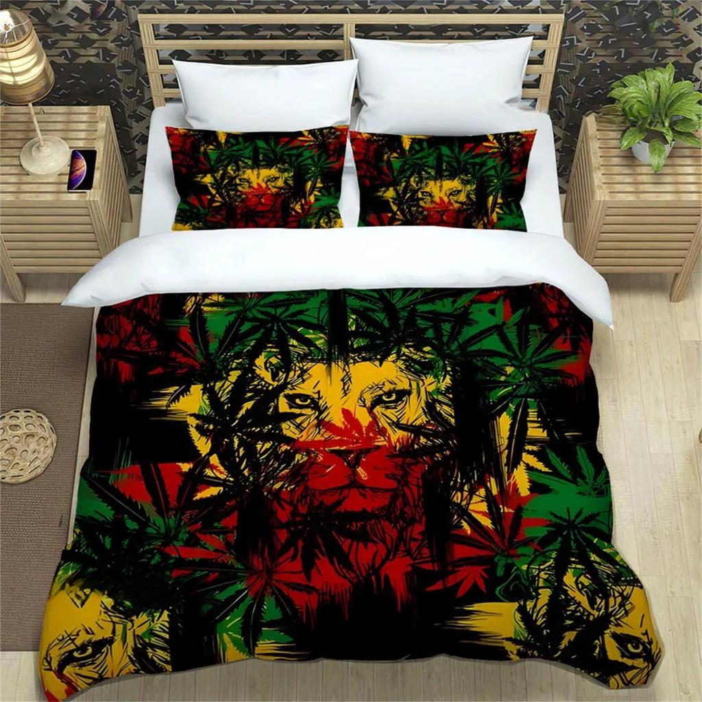 Lion Duvet Cover Sets With Zipper,  Animal Floral Print Bedding Set For Kids Youth Adult Modern Lion Quilt Cover Decor Room