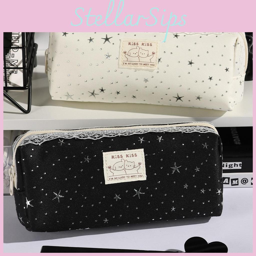 Korean Style Large Capacity Pencil Case With Fabric Material For Students And Office Use