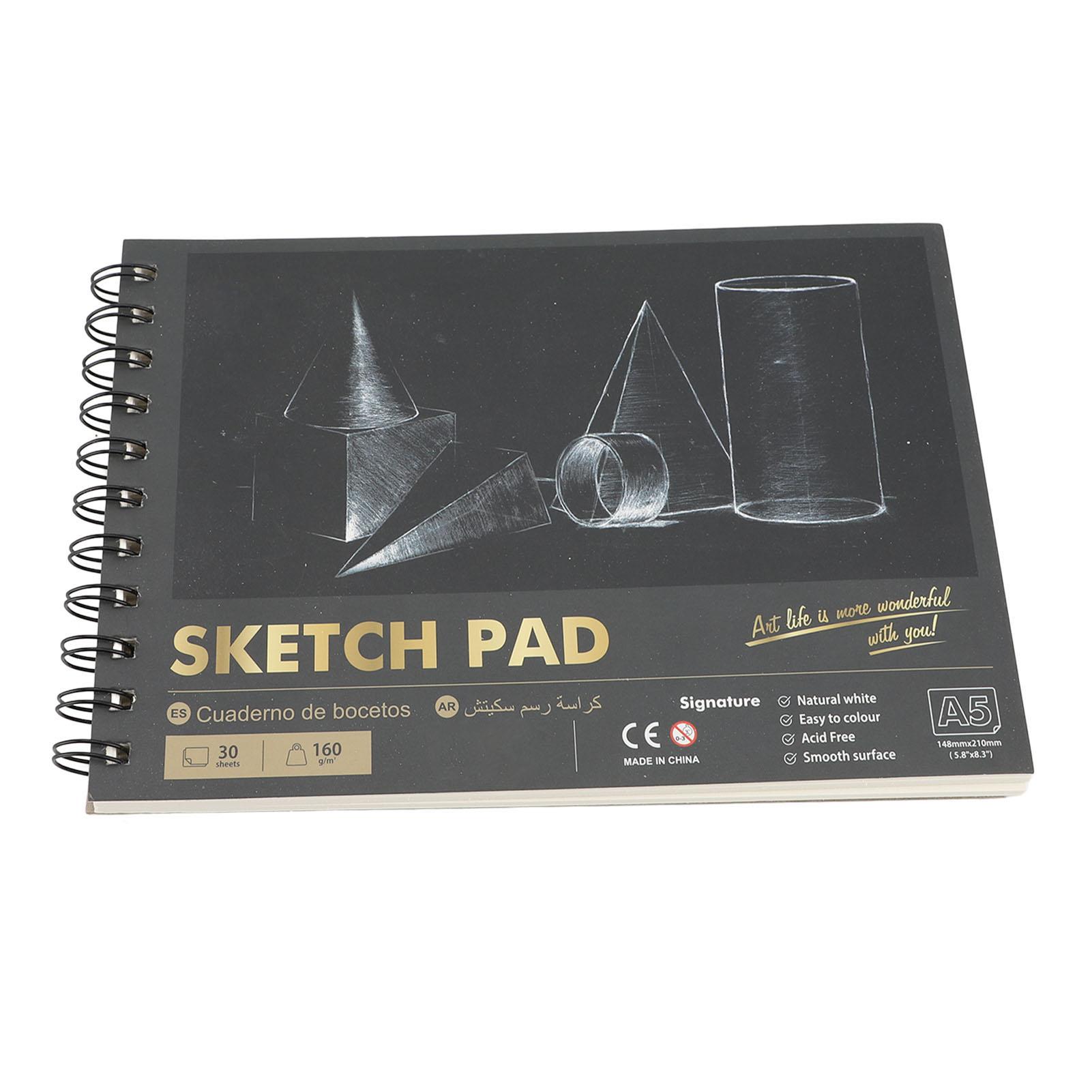 

Sketch Book 160g 30 Sheets Top Dual Spiral Bound Sketch Pad Sketching Drawing Pad for Beginners Professionals 210x148x10mm / 8.27x5.83x0.39in