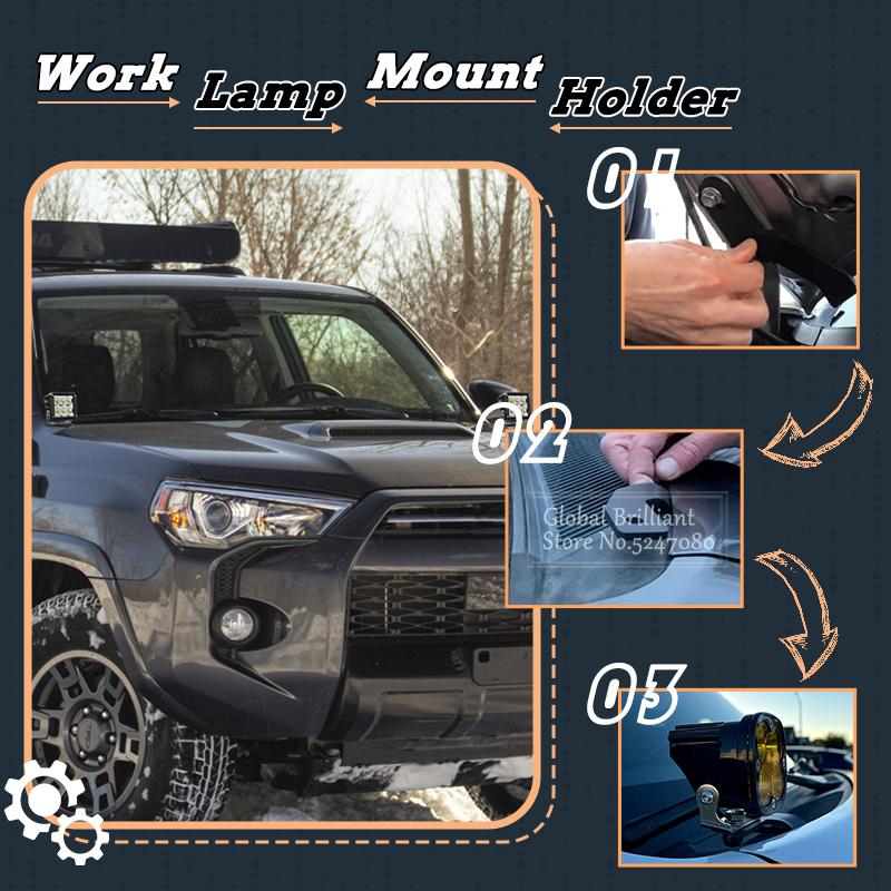 Pomocniczy terenowy reflektor roboczy LED do samochodu, maska, uchwyt montażowy lampy Ditch do Toyoty 4Runner 2010-2025 Tundra 2007-2025