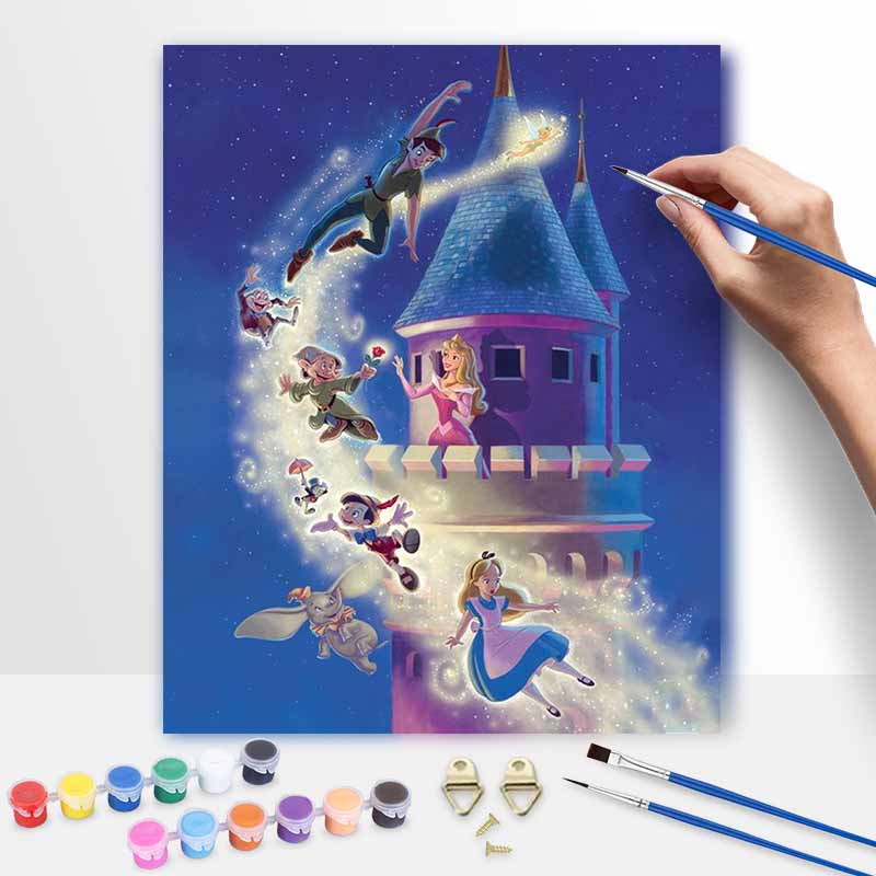 Disney Cartoon Characters Castle Oil Painting Art Set Handmade Diy Gift Home Decoration