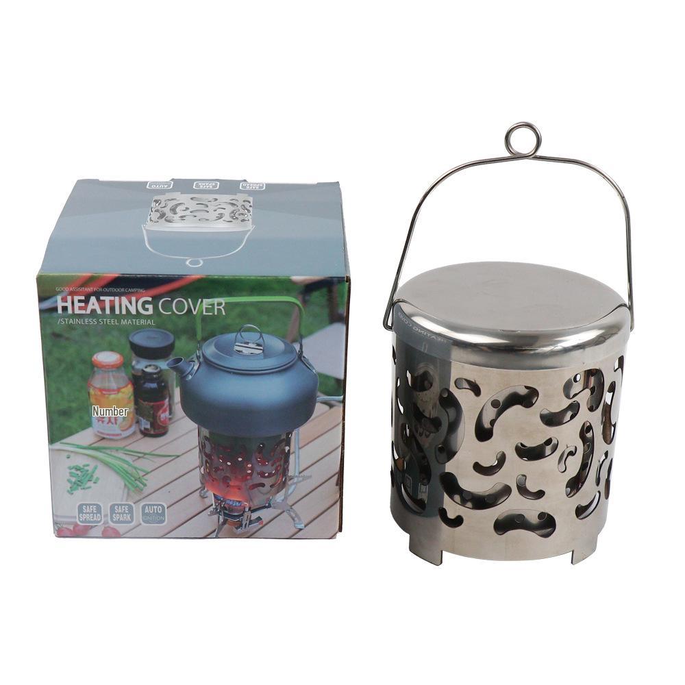 

Портативный уличный мини-обогреватель для палатки из нержавеющей стали с ручкой серебряный