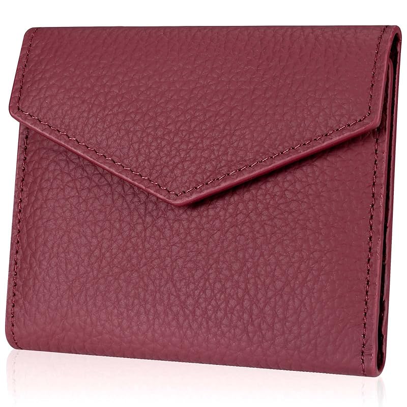

[DCLKO] mini wallet ladies trifold wallet genuine leather Skimming prevention mini wallet small wallet large capacity compact wallet (red)