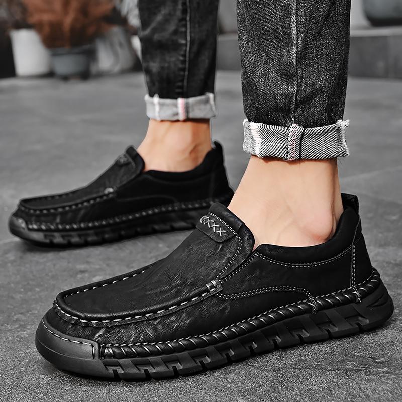 Classic Handmade Casual Leather Shoes Men Loafers Comfortable Moccasins Men Flats Shoes Genuine Leather Men Shoes