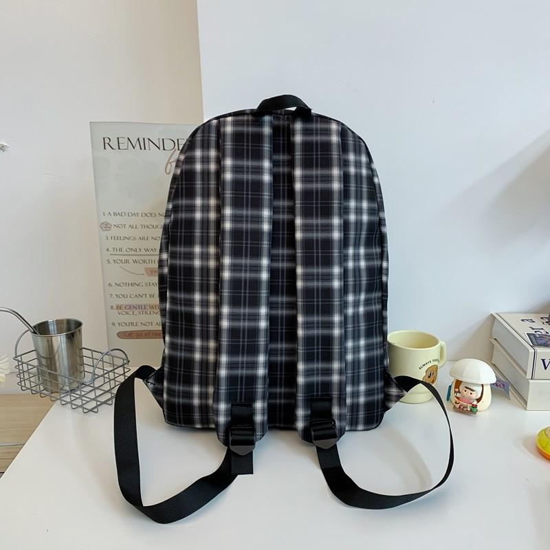 Schoolbag Japanese schoolbag women's ins plaid retro niche new large-capacity commuter versatile backpack student backpack