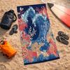 Japanese Wave Ocean Beach Towel Vintage Nautical Coral Print Microfiber Quick Dry Oversized Beach Blanket for Summer Pool