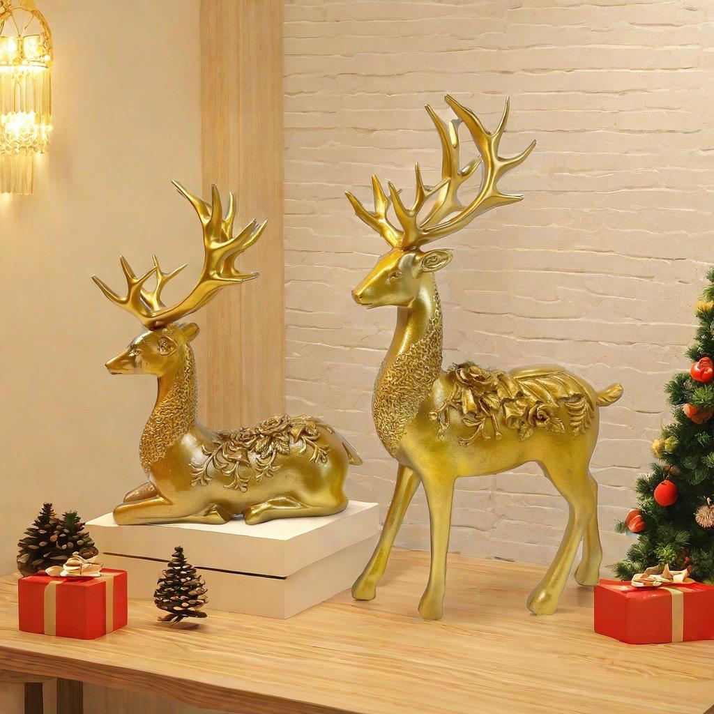 New Chinese Style Elk Living Room TV Cabinet Entrance Decoration Ornaments Creative Resin Crafts Opening Housewarming Gifts
