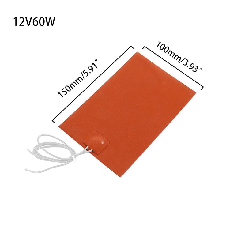 5V 12V 24V 220V Universal Silicone Heating Pad Waterproof Flexible Rubber Heater Mat with Adhesive for 3D Printer Heated Bed Engine Oil Pan Tank