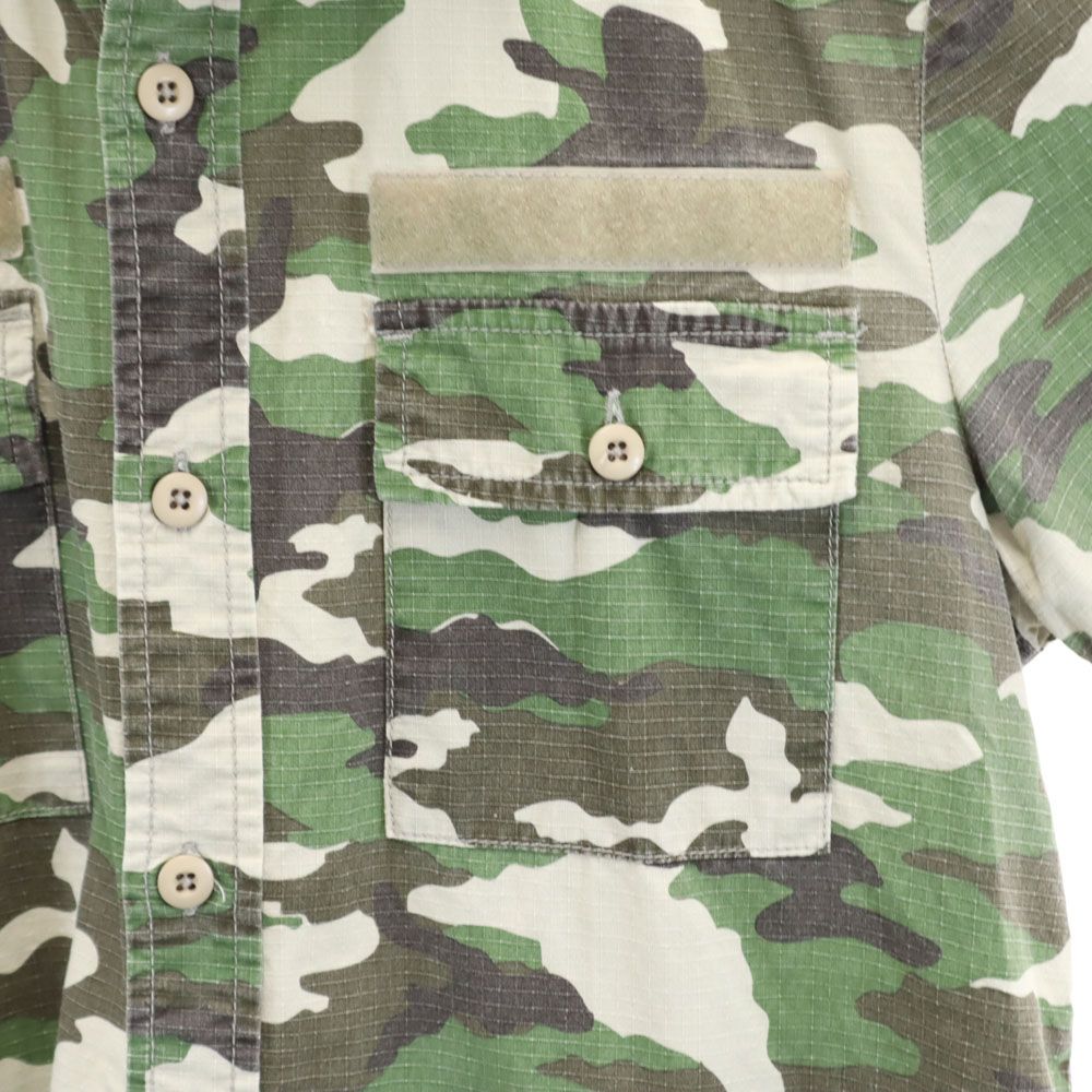 Stussy Wzór kamuflażu Krótki rękaw Koszula wojskowa S khaki kamuflaż Męska Używana
