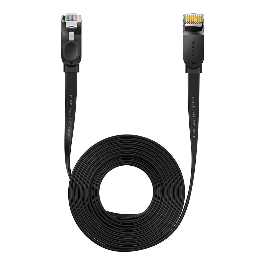Baseus 15m High-Speed Flat Ethernet RJ45 Cable, 1Gbps, Black (Model: WKJS000301)