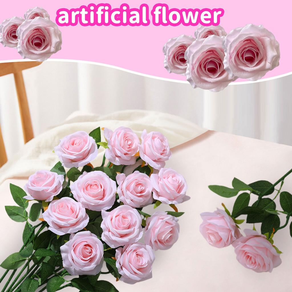 12 Pieces Of Artificial Roses, Roses, True Silk Artificial Roses And Dried Rose Bouquets For Home Decoration, Wedding Party, Garden Flower D