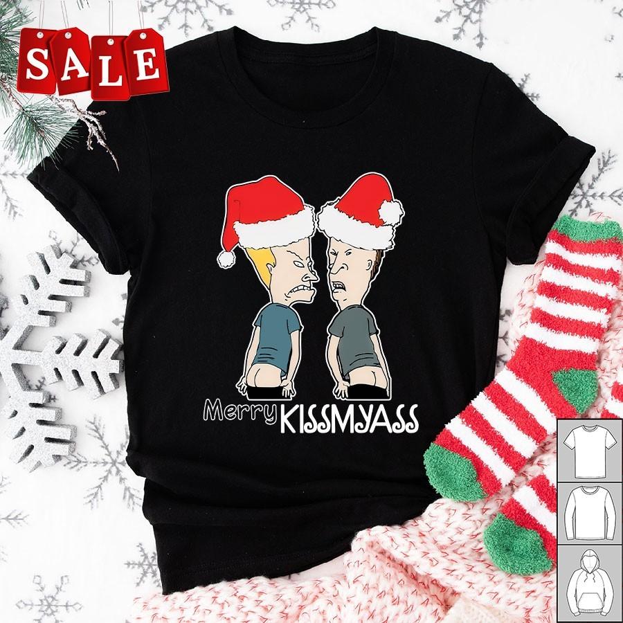 New Beavis and Butt-Head Merry Kissmyass Christmas Gift Unisex S-5XL Shirt UK35 Unisex T-Shirt L