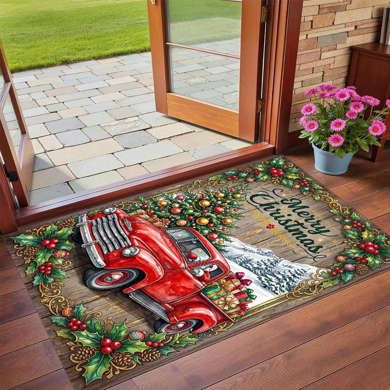 Christmas Printed Square Area Rug Soft Non Slip Floor Carpet For Bedroom Holiday Gift