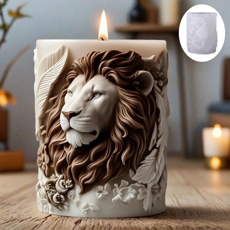 Top Quality 3D Lion Relief Candle Mold - Fine Lion Hair Replication High-Temperature Resistant Easy Unmold for DIY Aromatherapy