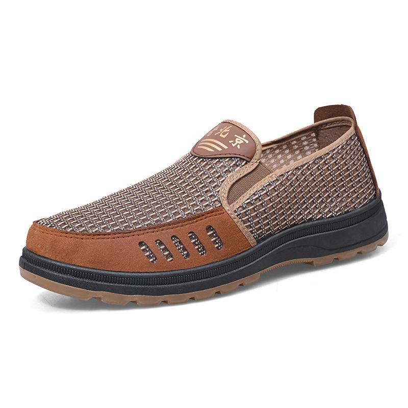 Men's Summer Plus Size Old Beijing Cloth Shoes, Breathable Mesh Slip-on Casual Dad Shoes for Cross-border Foreign Trade