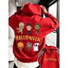Halloween Men's Street Hoodie with Cartoon Witch, Zombie, Ghost and Pumpkin Double-sided Print, Couple Loose Pullover Sweater