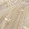 Girls Spring Long Sleeve Dress with Bow Tulle Princess Skirt Sweet Matching Outfit