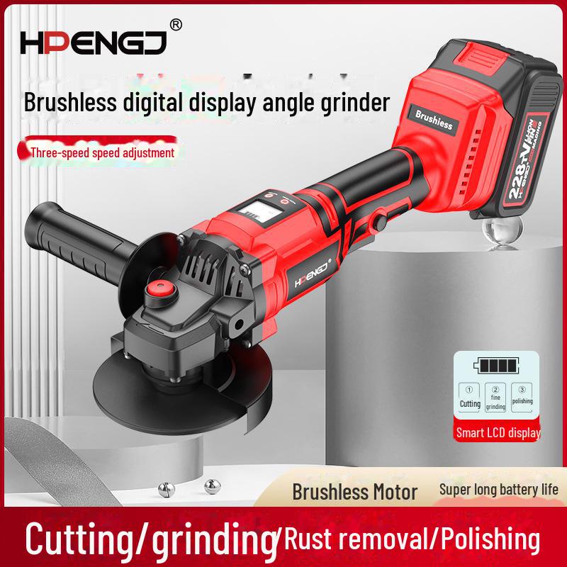 Brushless Lithium-Ion Angle Grinder with HD Display, High Power, and Long-Lasting Large Battery Capacity
